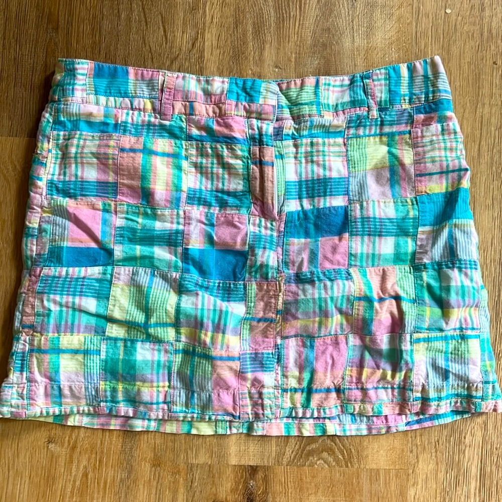 Tailor New York, Madras patchwork mini skirt
